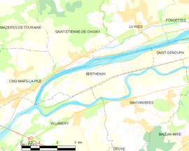 Mapa obce Berthenay