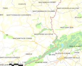 Mapa obce Saint-Pierre-sur-Orthe