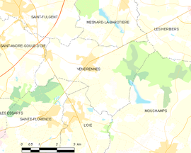 Mapa obce Vendrennes