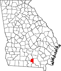 Map of Džordžija highlighting Lanier County