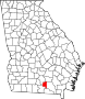 Harta statului Georgia indicând comitatul Lanier