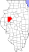 Harta statului Illinois indicând comitatul Fulton