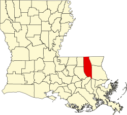 Mappa della parrocchia di Tangipahoa in Louisiana