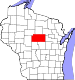 Harta statului Wisconsin indicând comitatul Marathon