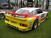 A former Trans-Am Merkur XR4Ti which won the GTO class at the 1988 24 Hours of Daytona: The large double rear wing is evident. Merkur XR4Ti GTO rear.jpg