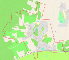 Mapa konturowa Miasteczka Krajeńskiego, blisko centrum na dole znajduje się punkt z opisem „Cmentarz żydowski w Miasteczku Krajeńskim”