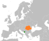 Location map for Montenegro and Romania.