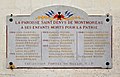 * Nomination Plaque in memory of the soldiers killed during WWI, church of Montmoreau-Saint-Cybard, Charente, France. --JLPC 16:07, 9 July 2014 (UTC) * Promotion  Support Good quality--Lmbuga 16:12, 9 July 2014 (UTC)