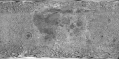 Mapa konturowa Księżyca, po lewej nieco na dole znajduje się punkt z opisem „Mare Orientale”
