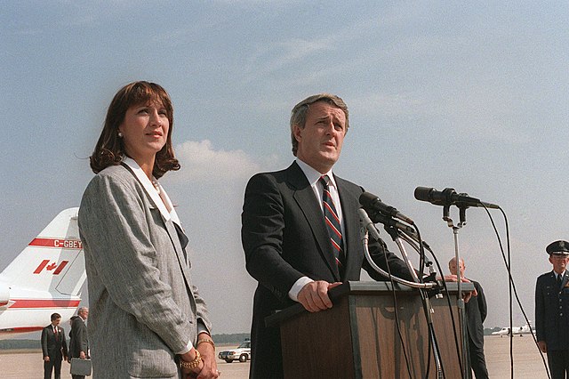 Mila (left) and Brian (right) Mulroney at Andrews Air Force Base in September 1984