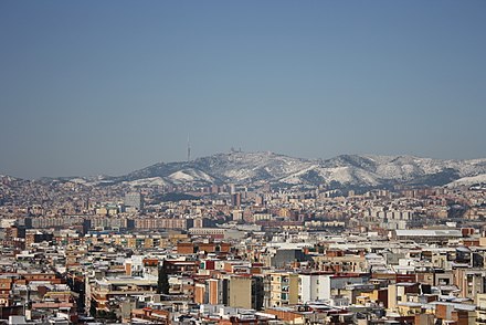 It rarely snows in Barcelona, but when it does it highlights the closeness of the mountain range at one end of the city to the seaside on the other