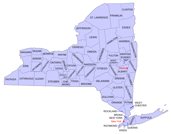 Mapa Stanu Nowy Jork