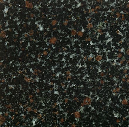 Garnet amphibolite, sold as "Nordic Sunset Granite", reportedly from  Murmansk area