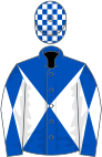 Royal blue and white diabolo, check cap