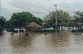 Down the village during the flood (taken from the main road)