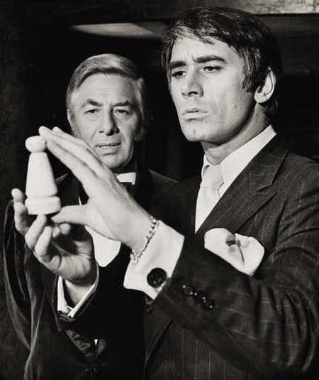 Paul Rogers and Keith Baxter in the Broadway production of Sleuth (1971)