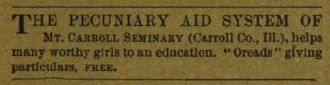 Advertisement from an 1888 Unitarian, emphasizing the financial aid available. Pecuniary aid seminary ad.jpg