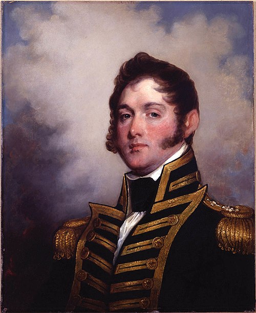 A portrait of Oliver Hazard Perry in 1818 by Gilbert Stuart and Jane Stuart