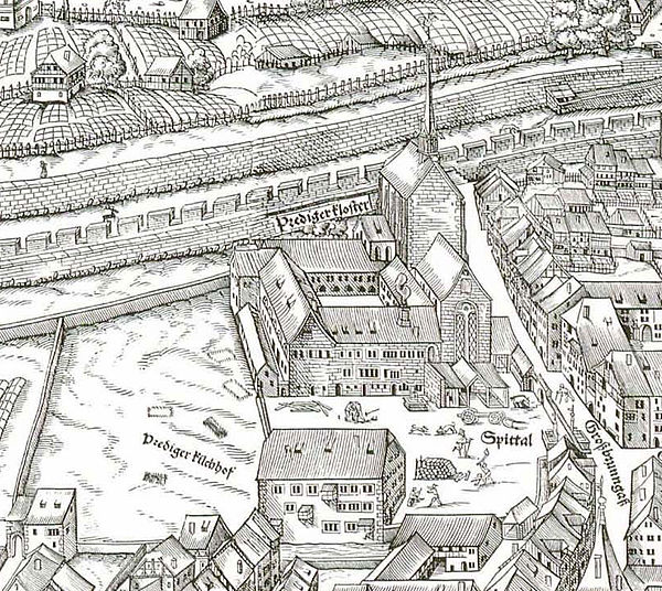 Predigerkloster on the so-called Murerplan of 1576