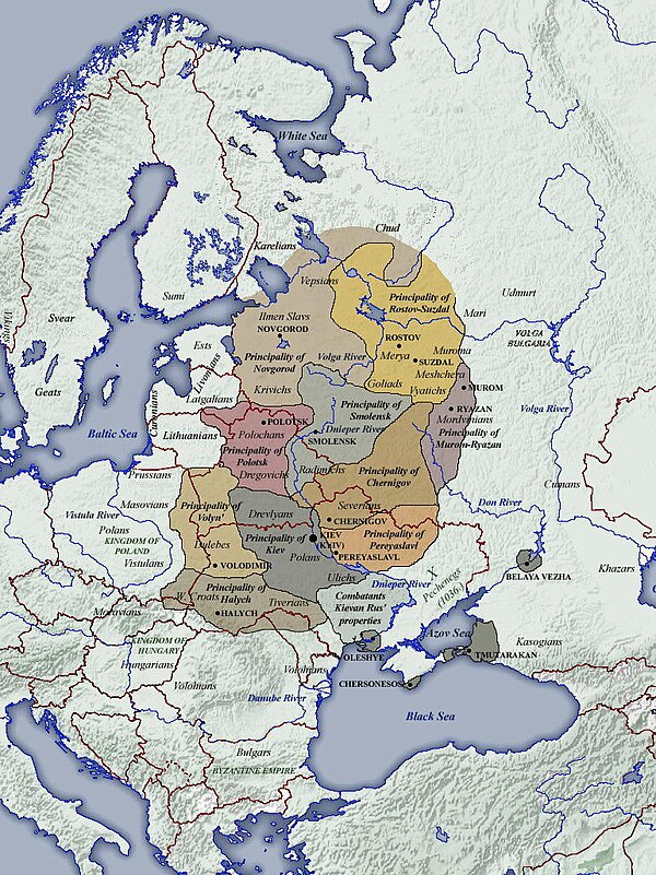 The furthest extent of Kievan Rus', 1054–1132