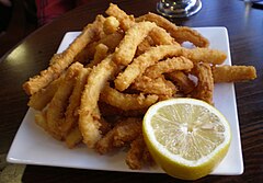 Rabas
are squid-based snack commonly consumed by Cantabrians. Rabas de calamar.jpg