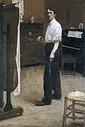 Portrait of the Artist standing before Easel