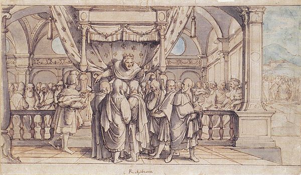 The Arrogance of Rehoboam, drawing by Hans Holbein the Younger