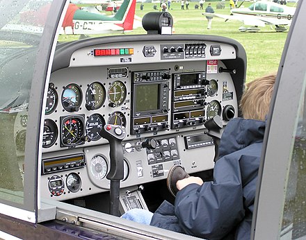 A light aircraft (Robin DR400/500) cockpit