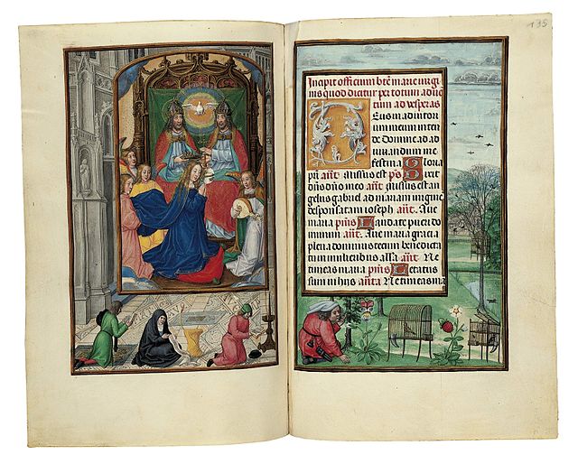 Miniature du couronnement de la Vierge dans le livre de prières de Rothschild