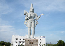 10-story tall statue of Sri Tallapaka Annamacharya located at the entrance of Tallapaka.