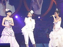 Hebe, Ella, and Selina (from left to right) in Hong Kong during their Perfect 3 tour.