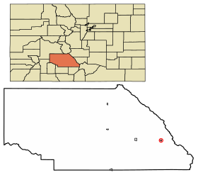 Saguache County Colorado Incorporated and Unincorporated areas Crestone Highlighted 0818420.svg