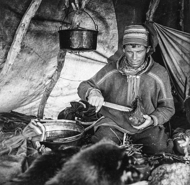 File:Sami man in his hut.jpg