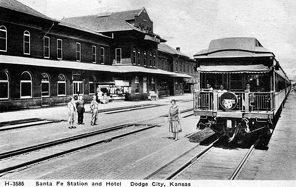 The Chief in 1929 at the Dodge City, Kansas depot