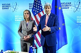 Secretary Kerry and EU High Representative Mogherini at the 2016 Nuclear Security Summit in Washington (26105331441).jpg