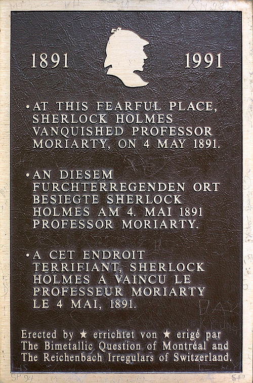 The Holmes plaque on the ledge