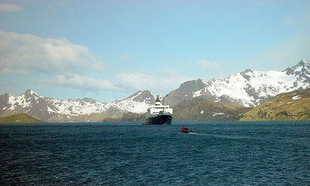 Vue de la baie de Stromness en Géorgie du Sud.