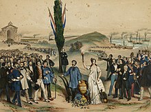 The establishment of universal male suffrage in France in 1848 was an important milestone in the history of democracy. Suffrage universel 1848.jpg