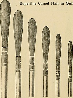 Camel-hair brushes in a 1914 art supplies catalogue Superfine camel-hair brushes2.jpg