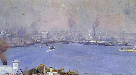 Sydney Harbour from Milsons Point by Tom Roberts, 1897. Artists' camps flourished around Sydney Harbour in the 1880s and 1890s.