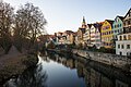 Tübingen - Altstadt - Neckarfront - Ansicht von Eberhardsbrücke an Herbstabend (1)