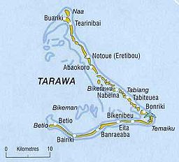 Karta över Tarawaatollen.