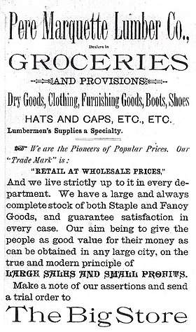Advertisement in city directory - 1883 The Big Store (Ludington).jpg