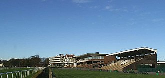 The grandstand at Haydock Park, where Kingsgate Native won the Temple Stakes in 2010 and 2013 The grandstands at Haydock Park Racecourse - geograph.org.uk - 83806.jpg