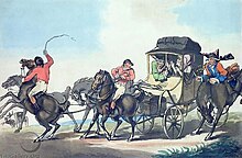 A post-chaise, perhaps similar to this one, carrying Hugh Robert Evans was stopped and robbed by William Beamiss the younger on 22 May 1816. Beamiss was subsequently indicted for highway robbery.
Painting by Thomas Rowlandson, 1785 Thomas Rowlandson English Travelling.jpg