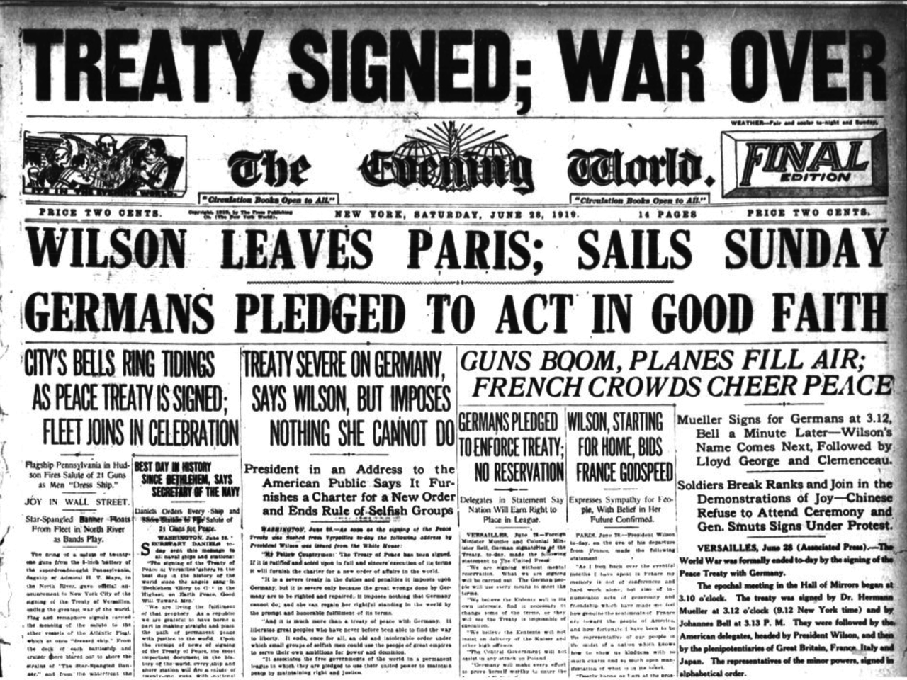 File Treaty Of Versailles Newspaper Article Png Wikimedia Commons