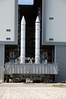 Two Solid Rocket Boosters that are not attached to an external tank or orbiter