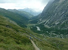 Ascension du Grand col Ferret lors de l’UTMB 2021.