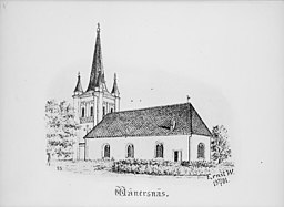 Kyrkan på teckning från 1901.