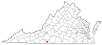 Locatie van Martinsville in Virginia
